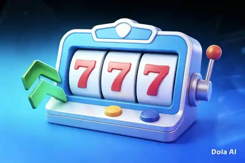3D gold slot machine with 7 and card suit symbols surrounded by falling coins, representing Gamdom's online pokies selection